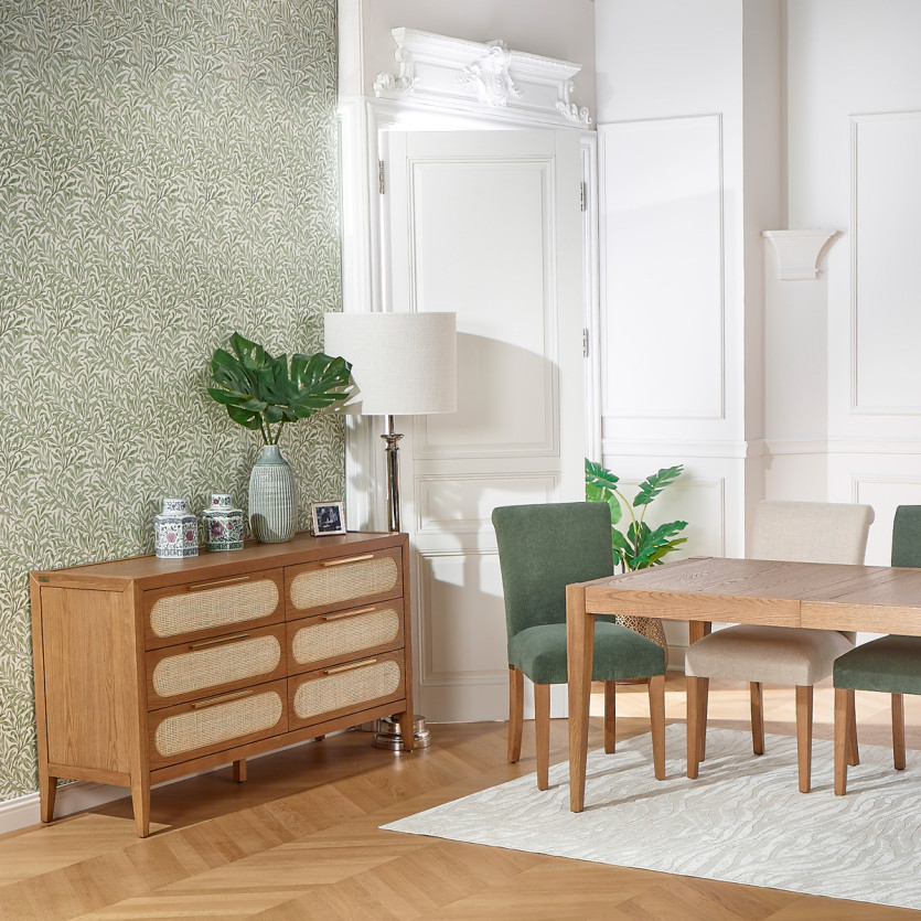 ALBA – Lot de 2 chaises modernes en hévéa massif et velours côtelé