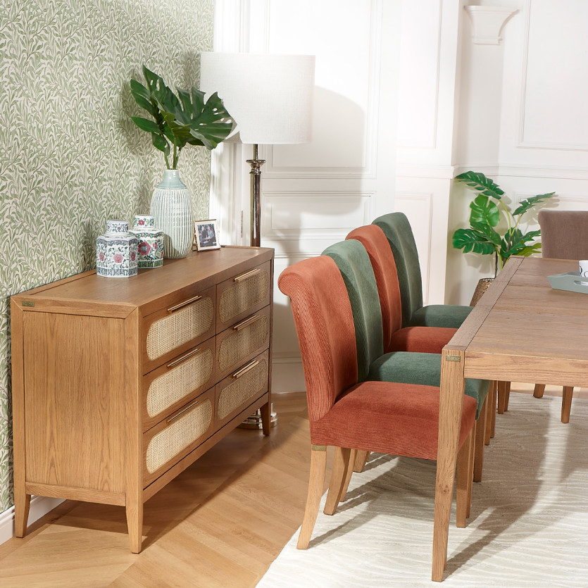 ALBA – Lot de 2 chaises modernes en hévéa massif et velours côtelé