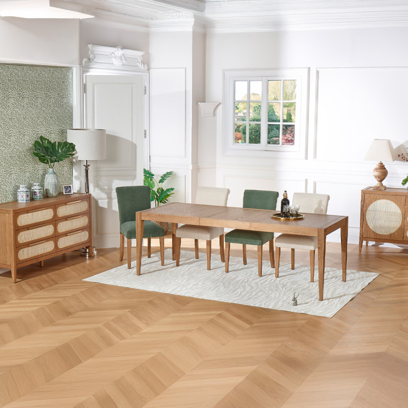 ALBA – Lot de 2 chaises modernes en hévéa massif et velours côtelé