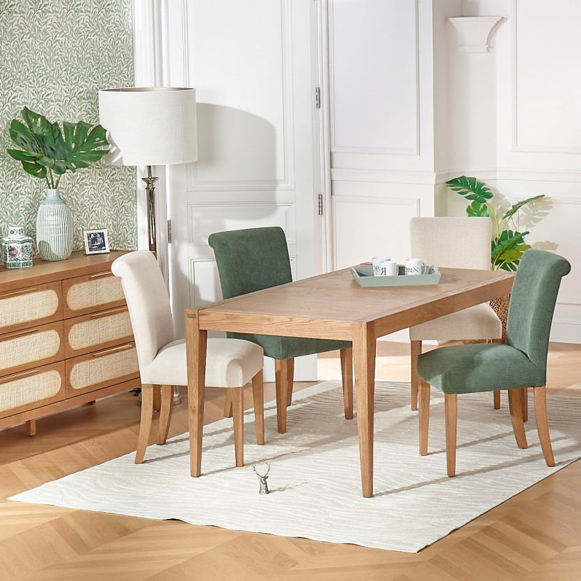 ALBA – Lot de 2 chaises modernes en hévéa massif et velours côtelé
