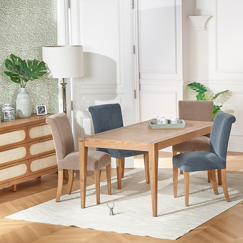 ALBA – Lot de 2 chaises modernes en hévéa massif et velours côtelé