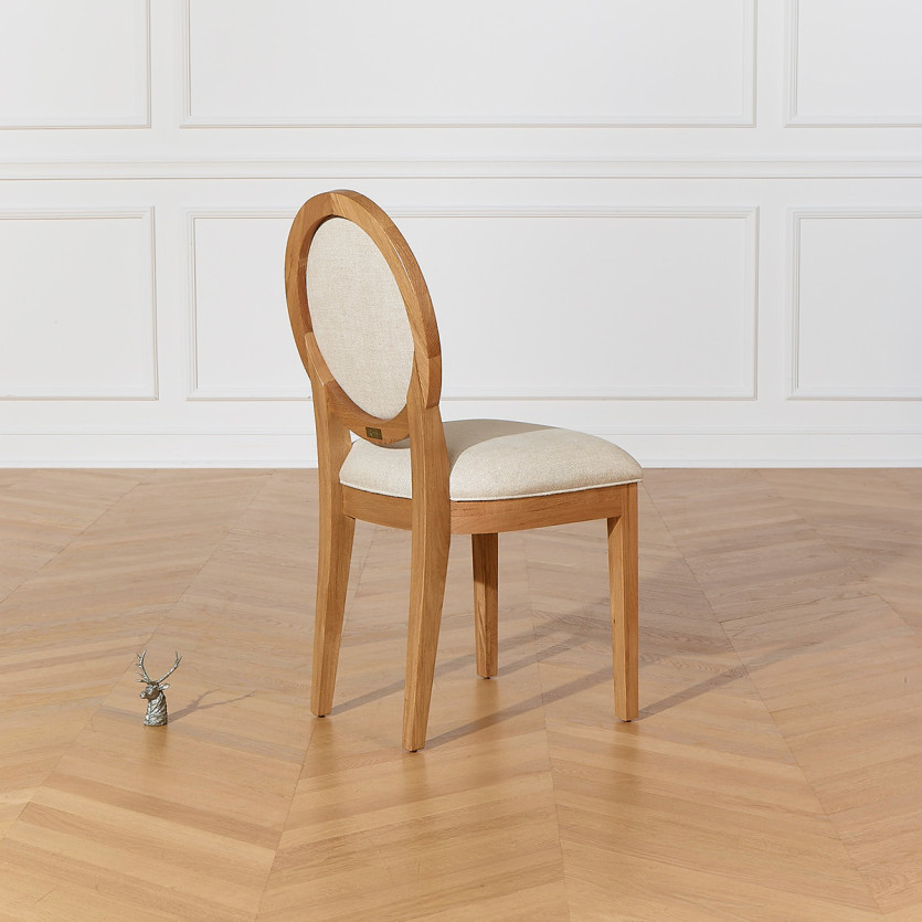 MONTANA – Lot de 2 chaises médaillon modernes en chêne massif et lin premium
