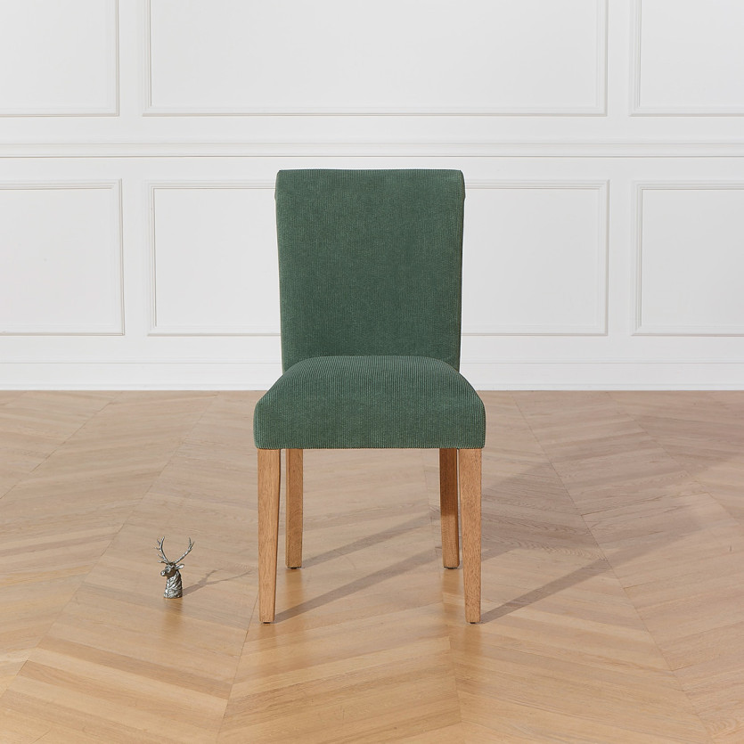 ALBA – Lot de 2 chaises modernes en hévéa massif et velours côtelé