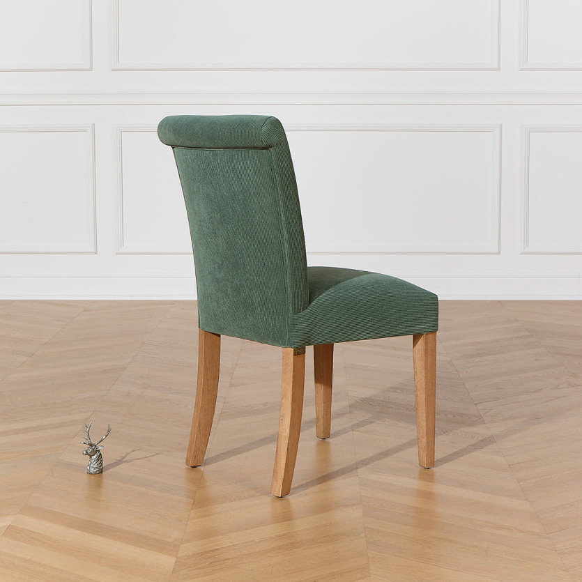 ALBA – Lot de 2 chaises modernes en hévéa massif et velours côtelé