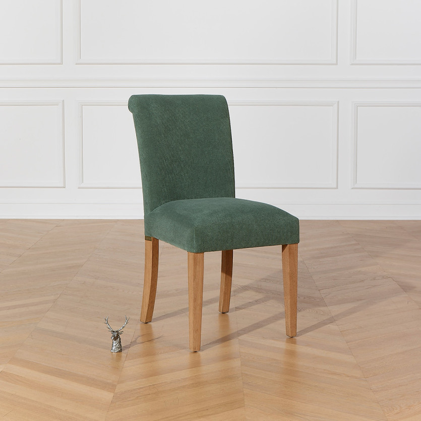ALBA – Lot de 2 chaises modernes en hévéa massif et velours côtelé