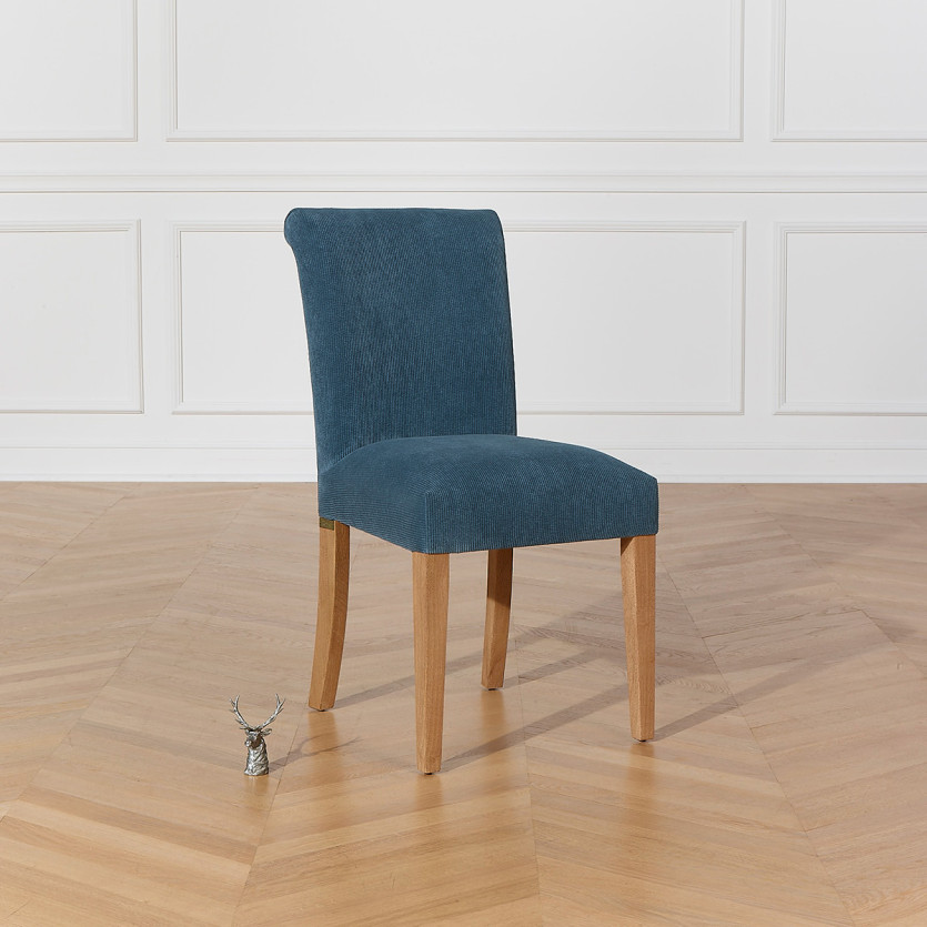 ALBA – Lot de 2 chaises modernes en hévéa massif et velours côtelé