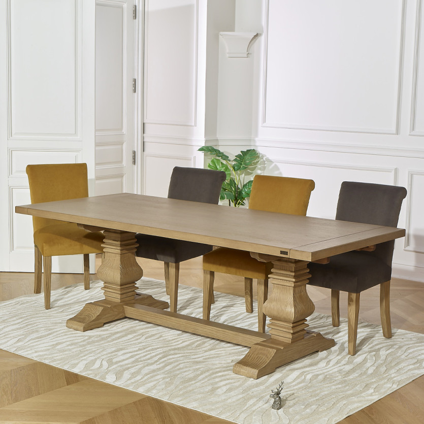 PENELOPE - Extendable dining table with 2 leaves, monastery style, solid wood, FSC® certified wood
