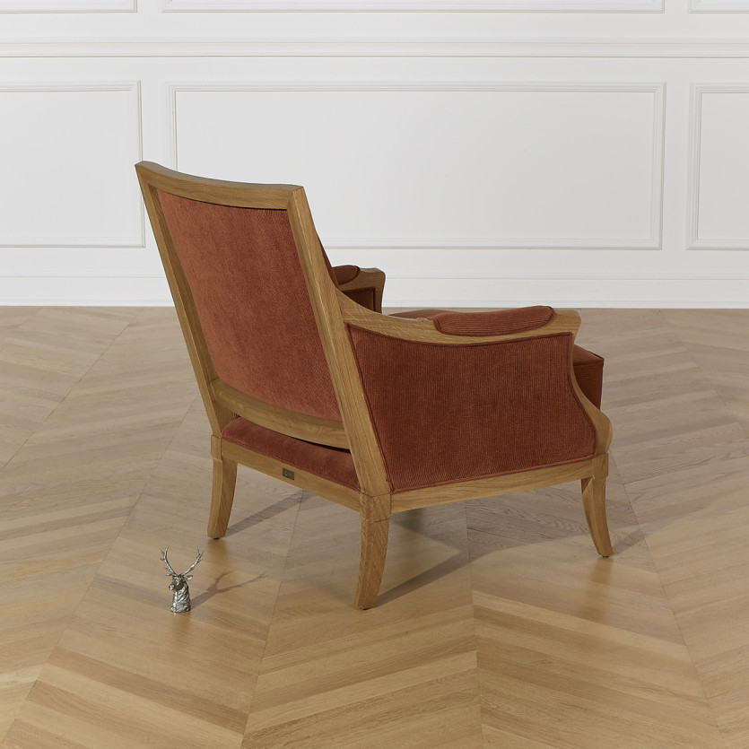 Sessel MONTANA - Zeitgenössischer Stil in Eiche und Cord-Samtstoff
