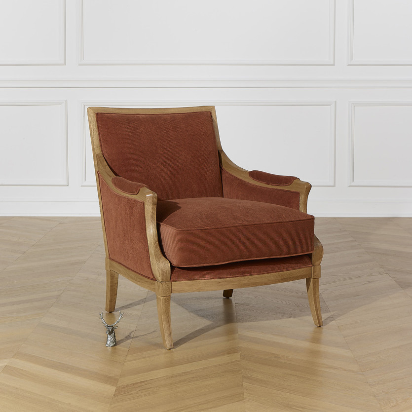 Sessel MONTANA - Zeitgenössischer Stil in Eiche und Cord-Samtstoff
