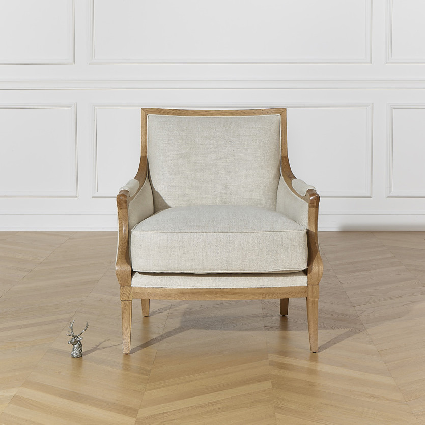 Fauteuil MONTANA - Style contemporain en chêne massif et lin premium