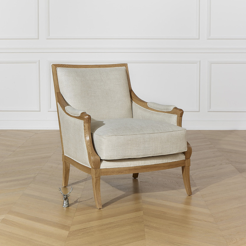 MONTANA fauteuil - Eigentijdse stijl in massief eikenhout en premium linnen