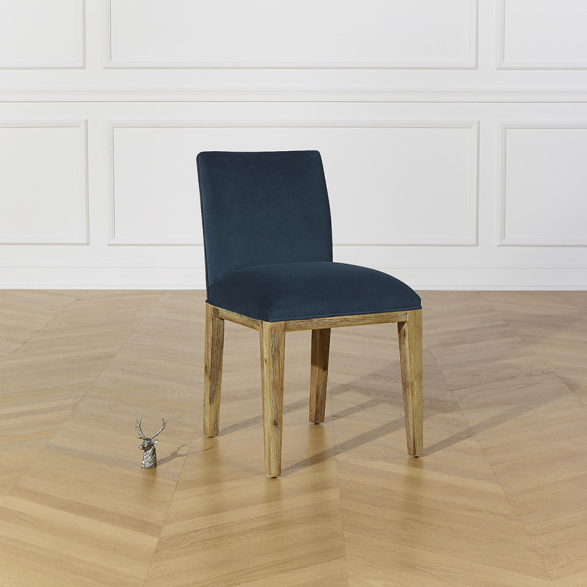 CLARK - Lot de 2 chaises contemporaines en bois massif et tissu velours polyester