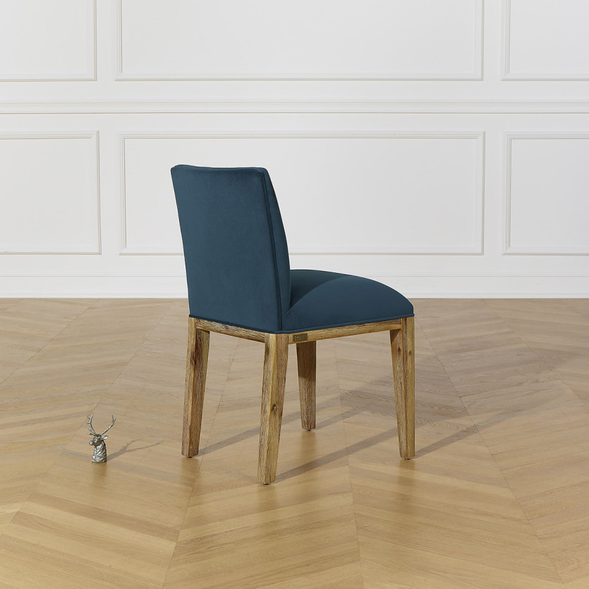 CLARK - Lot de 2 chaises contemporaines en bois massif et tissu velours polyester