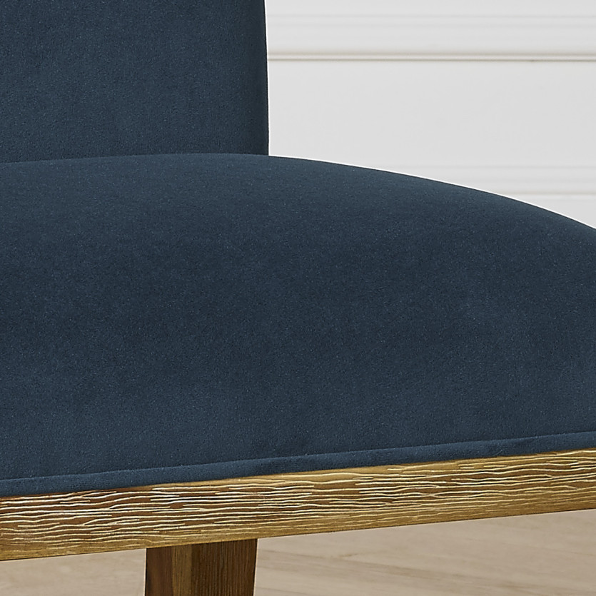 CLARK - Lot de 2 chaises contemporaines en bois massif et tissu velours polyester