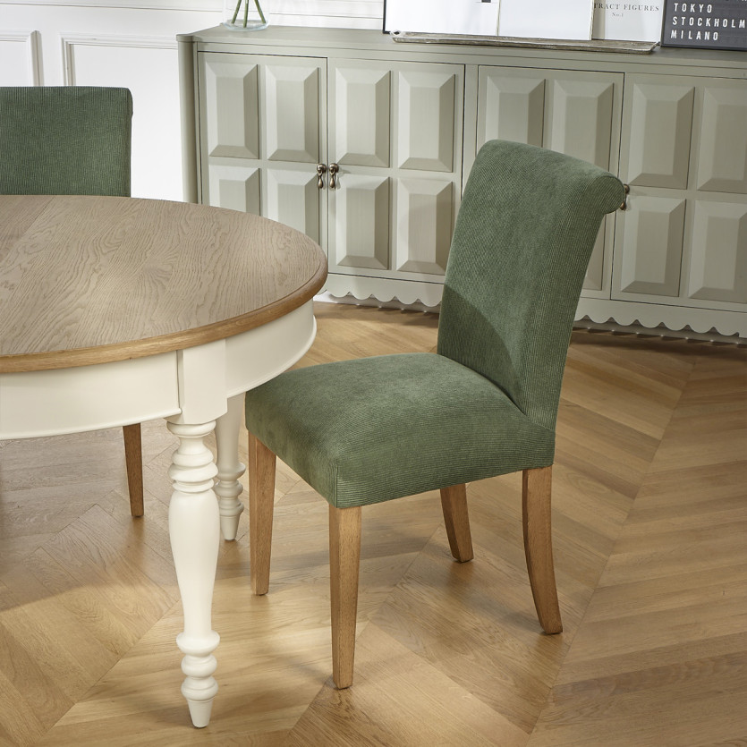 ALBA – Lot de 2 chaises modernes en hévéa massif et velours côtelé