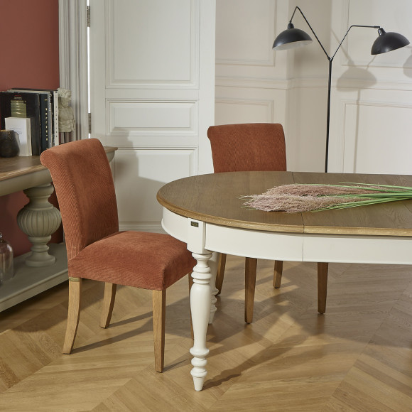 ALBA – Lot de 2 chaises modernes en hévéa massif et velours côtelé