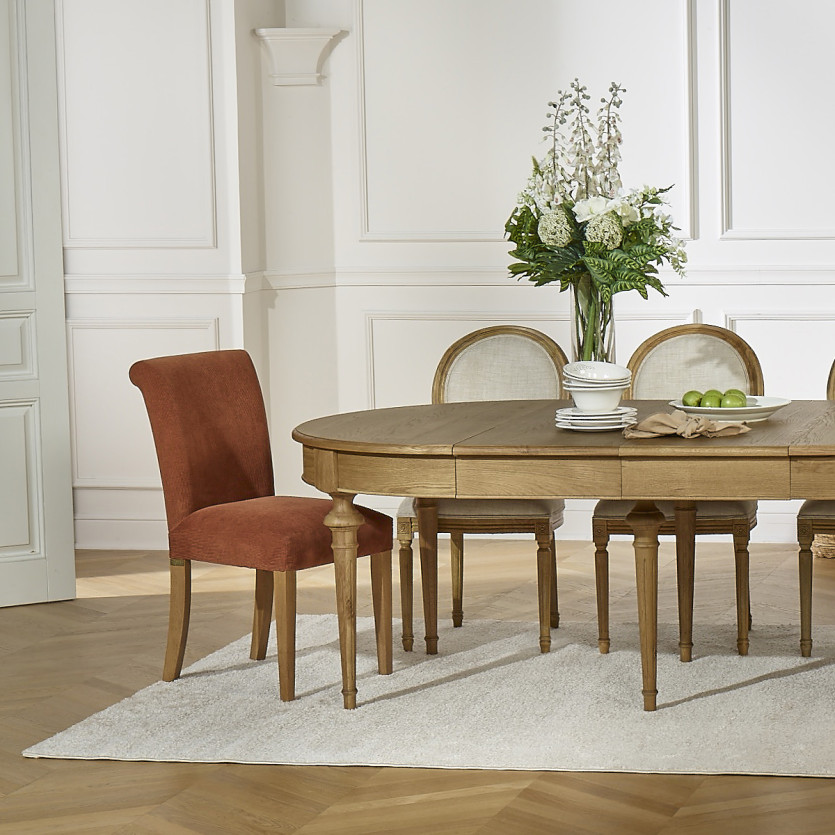 Uitschuifbare eettafel AMBRE - Shabby chic stijl, in eiken, 4/10 couverts
