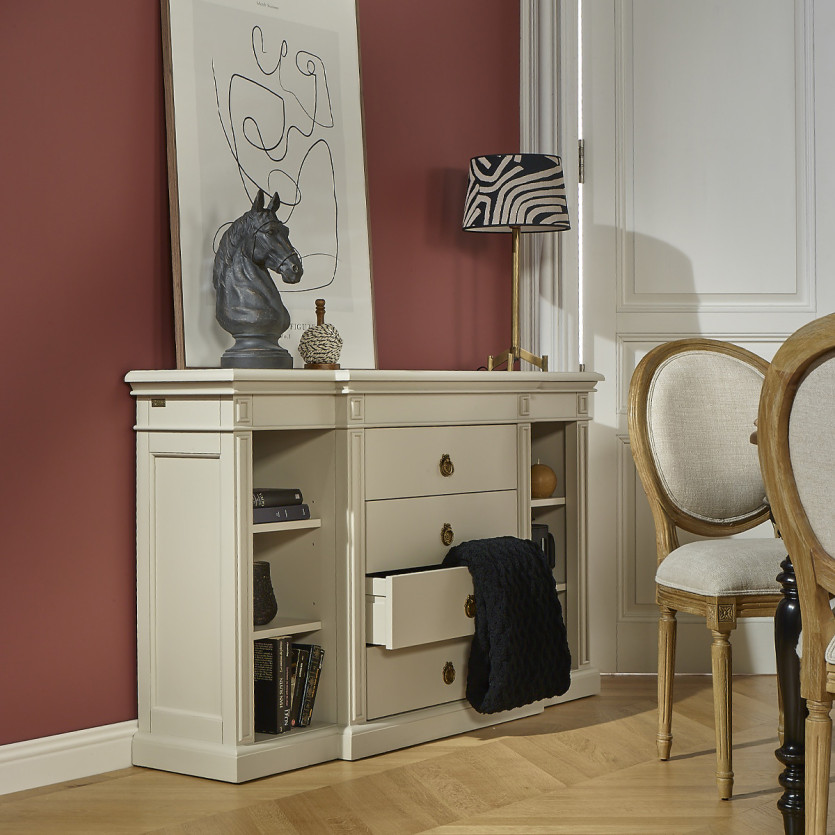 Console VINCENT – Style classique, 4 tiroirs, 6 niches