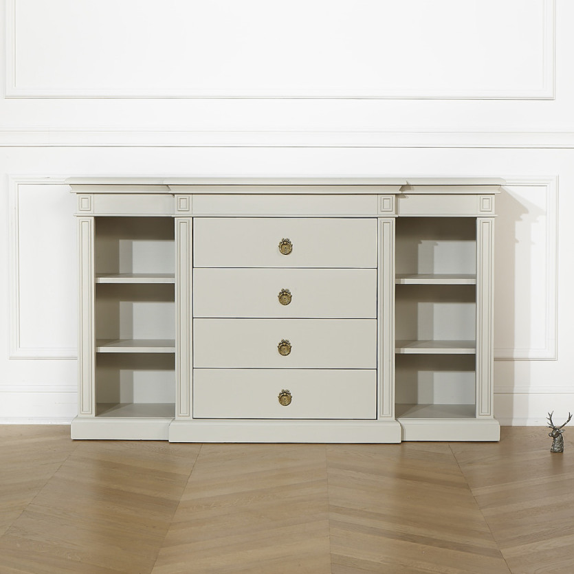 Console VINCENT – Style classique, 4 tiroirs, 6 niches