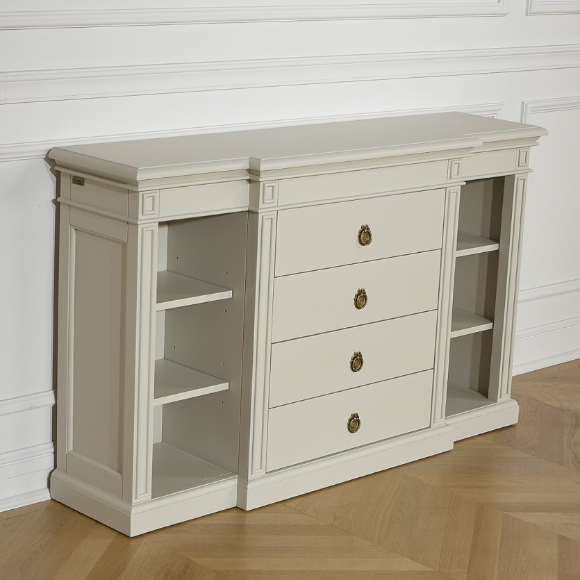 Console VINCENT – Style classique, 4 tiroirs, 6 niches