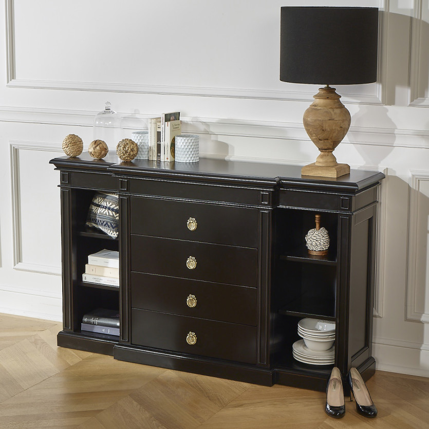 Console VINCENT – Style classique, 4 tiroirs, 6 niches