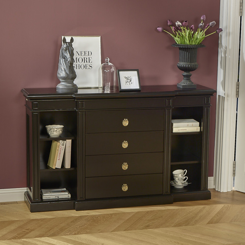 Console VINCENT – Style classique, 4 tiroirs, 6 niches