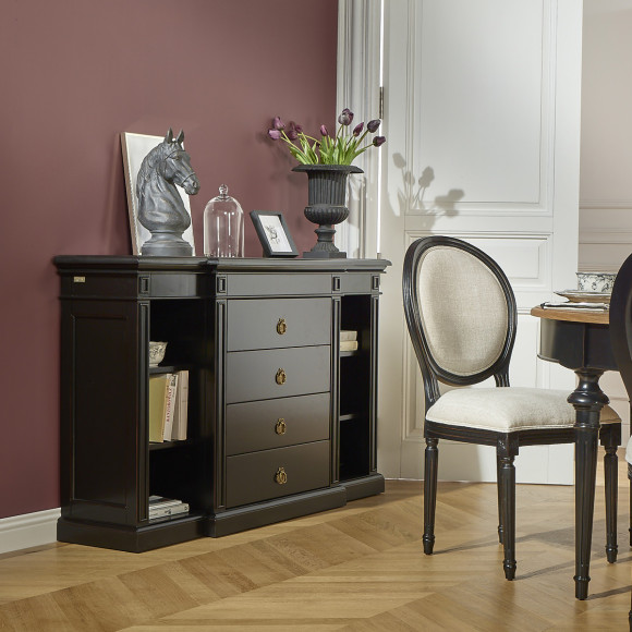 Console VINCENT – Style classique, 4 tiroirs, 6 niches