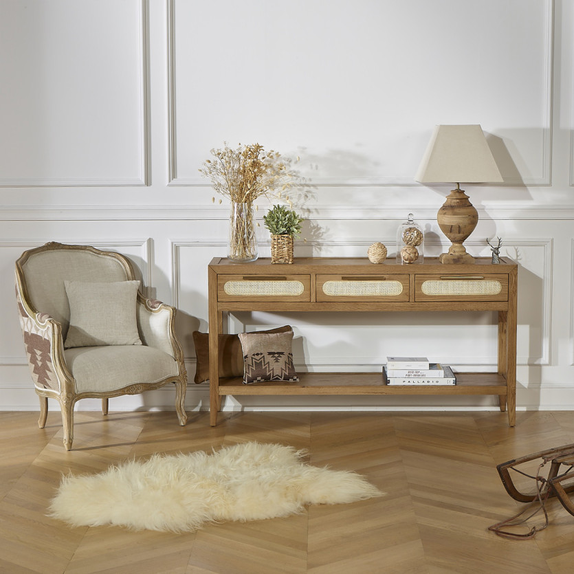 MONTANA Console - Modern style, oak top, 3 drawers, 1 shelf
