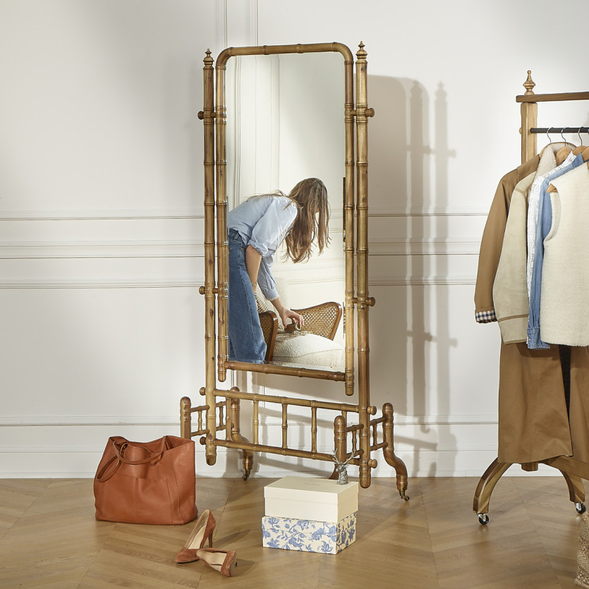CENDRILLON Standing Mirror – Shabby chic style in wood with bamboo effect