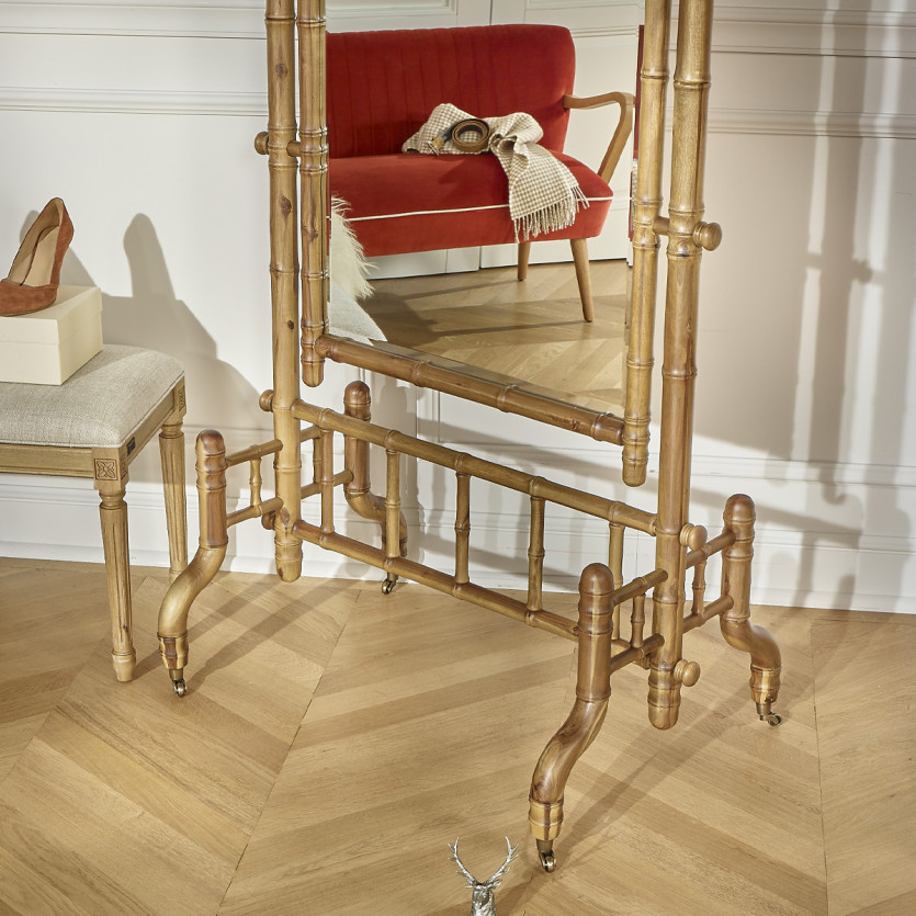 Staande spiegel CENDRILLON – Shabby chic stijl in hout met bamboe-effect