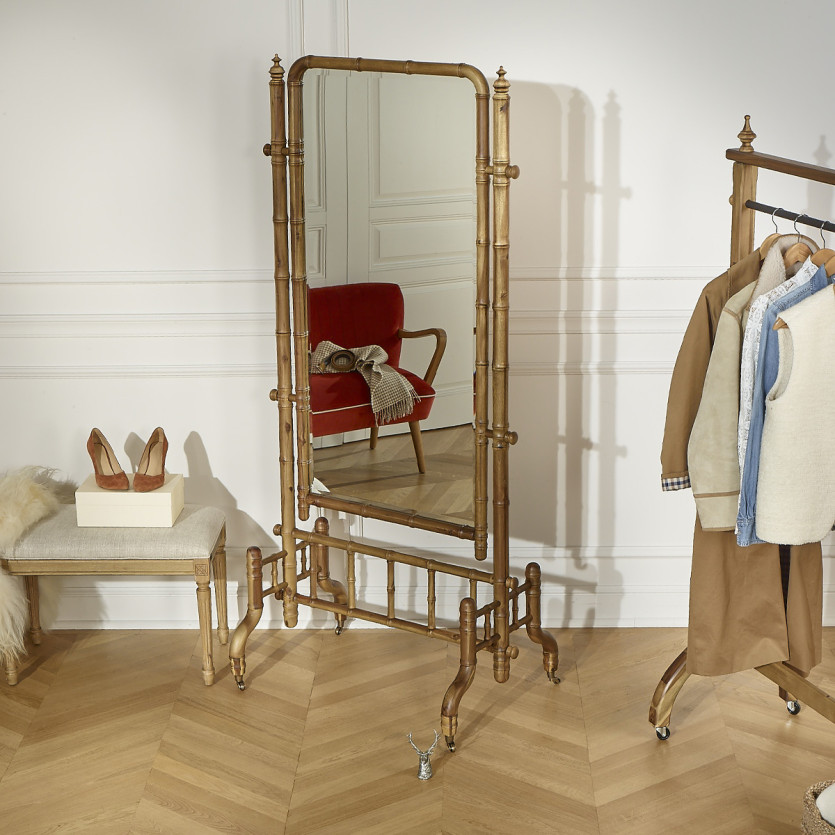 CENDRILLON Standing Mirror – Shabby chic style in wood with bamboo effect