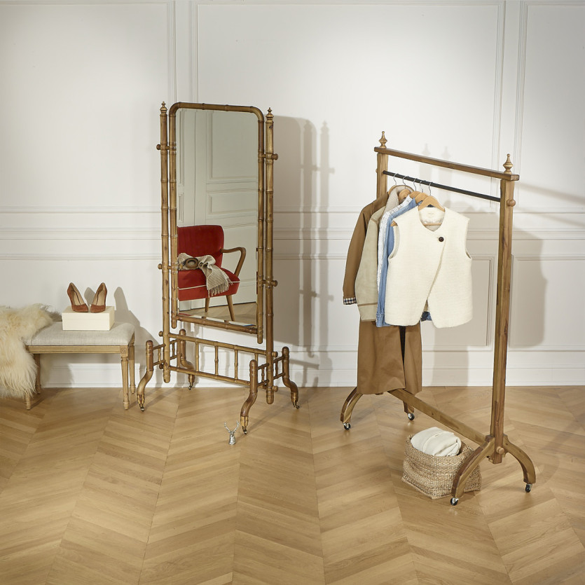 Miroir sur pieds CENDRILLON – Style shabby chic en bois  effet bambou