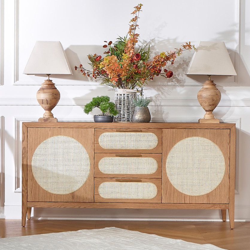 MONTANA - Grand buffet en chêne style contemporain, 2 portes, 3 tiroirs