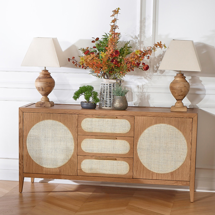 MONTANA - Grand buffet en chêne style contemporain, 2 portes, 3 tiroirs
