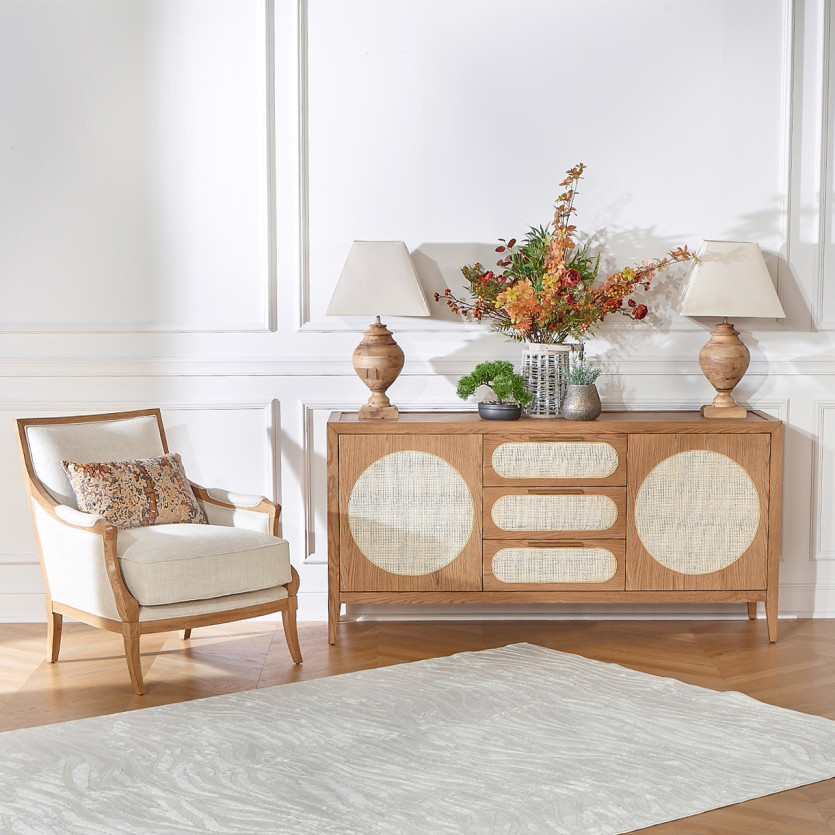MONTANA - Grand buffet en chêne style contemporain, 2 portes, 3 tiroirs