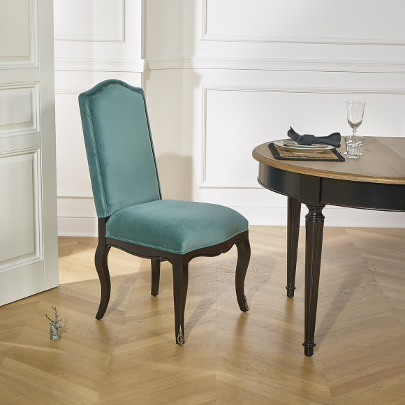 CONSTANCE - Classic Voltaire-style chairs in velvet and solid wood, set of 2