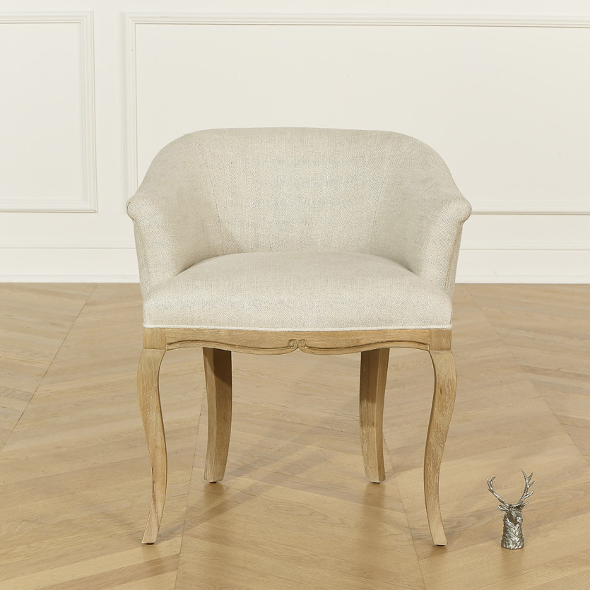 GRETA office chair - Classic style in premium linen and solid wood