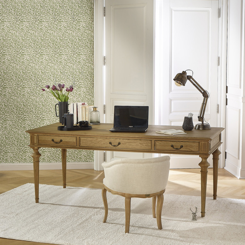 GRETA office chair - Classic style in premium linen and solid wood