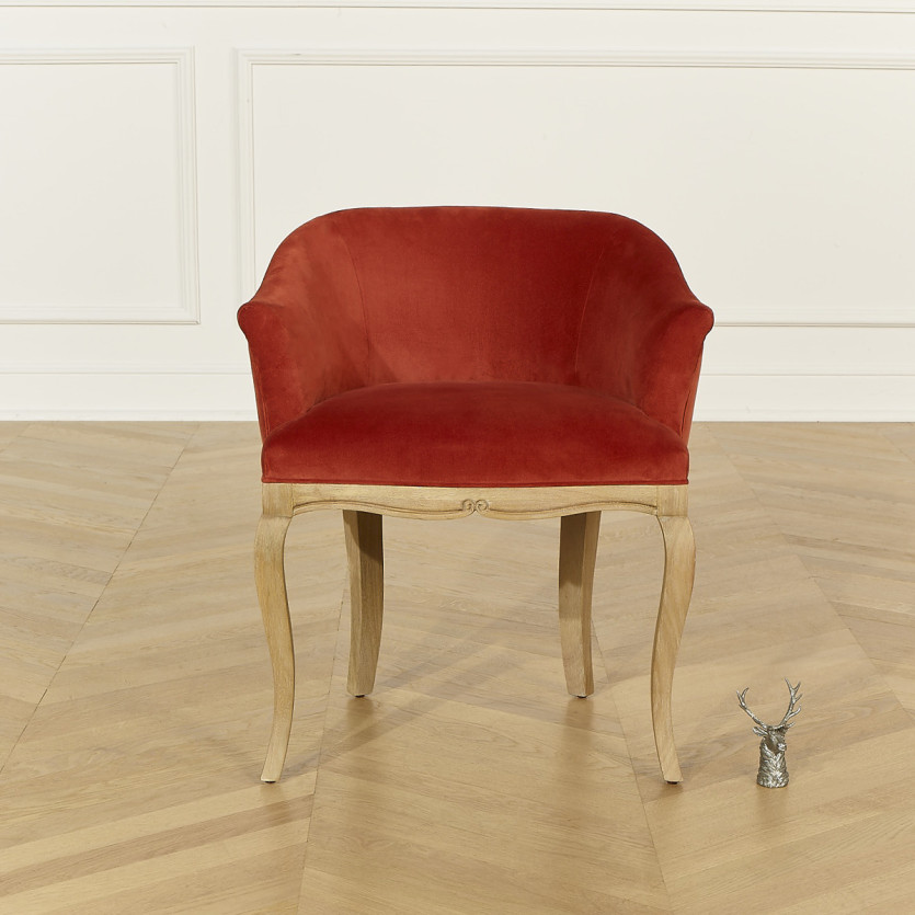 GRETA office chair - Classic style in brick velvet and solid wood