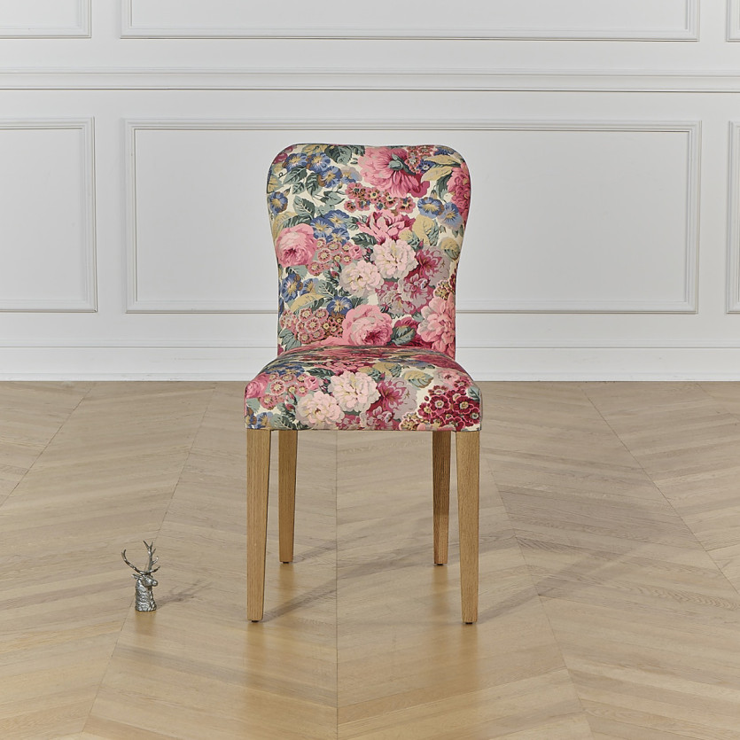 Conjunto de 2 cadeiras HUNTER ROSE - Madeira maciça e tecido floral - H 92 cm