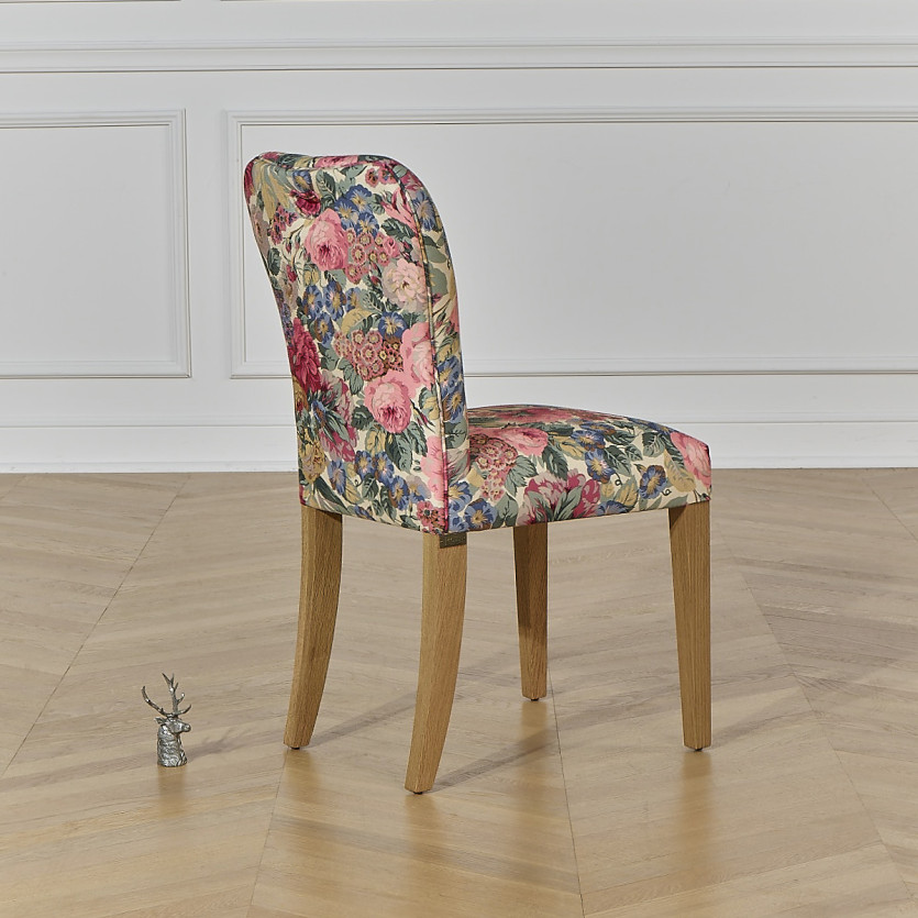 Lot de 2 chaises HUNTER ROSE - Bois massif et tissu fleuri - H 92 cm