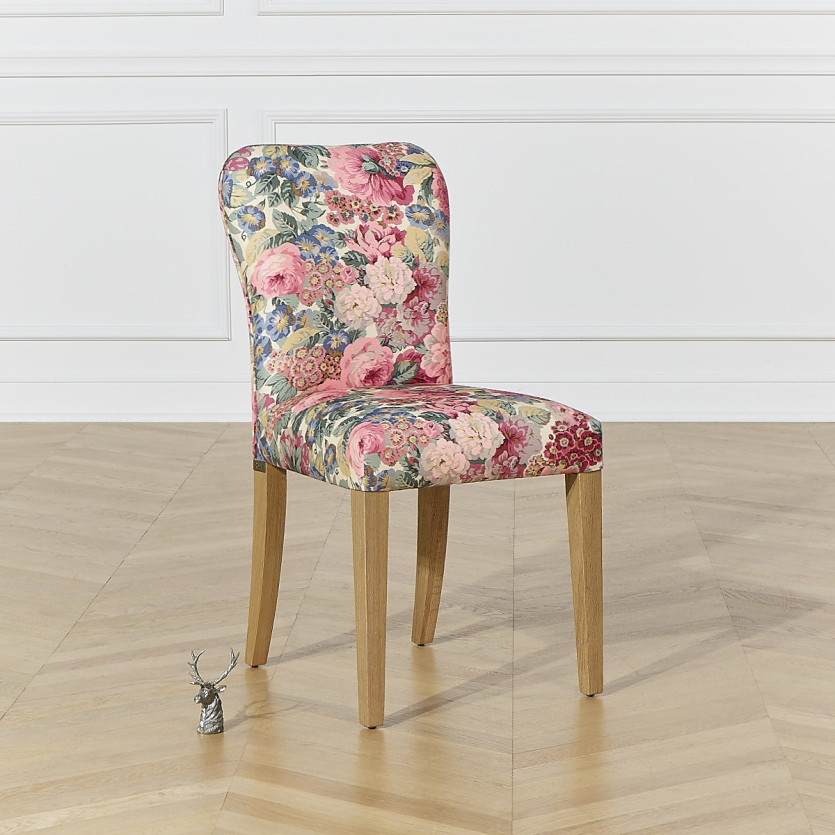 Lot de 2 chaises HUNTER ROSE - Bois massif et tissu fleuri - H 92 cm
