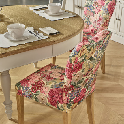 Lot de 2 chaises HUNTER ROSE - Bois massif et tissu fleuri - H 92 cm