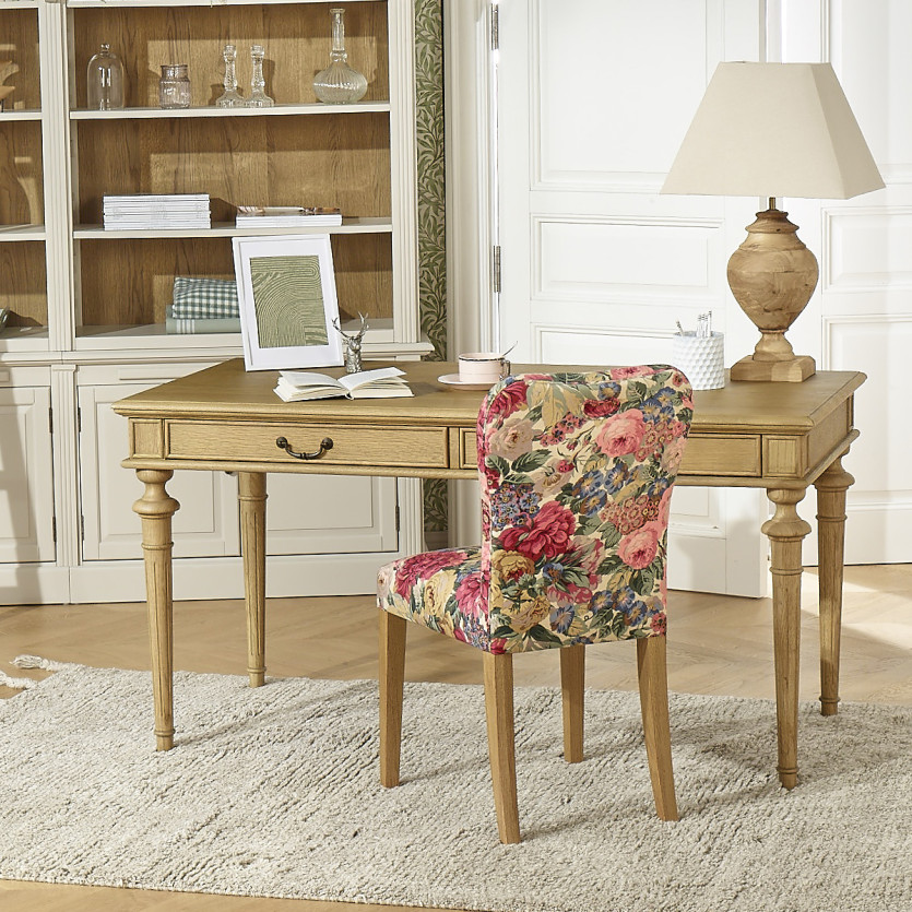 Conjunto de 2 cadeiras HUNTER ROSE - Madeira maciça e tecido floral - H 92 cm