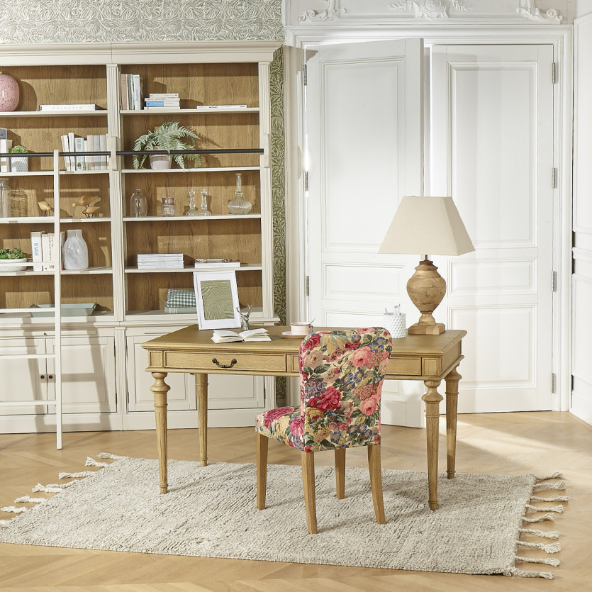 Conjunto de 2 cadeiras HUNTER ROSE - Madeira maciça e tecido floral - H 92 cm