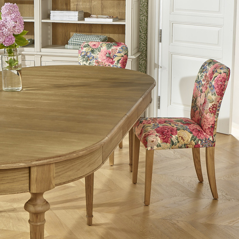 Conjunto de 2 cadeiras HUNTER ROSE - Madeira maciça e tecido floral - H 92 cm