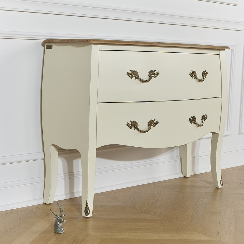 AQUITAINE - Commode salle à manger, plateau en chêne, 2 tiroirs