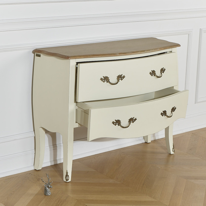 AQUITAINE - Commode salle à manger, plateau en chêne, 2 tiroirs