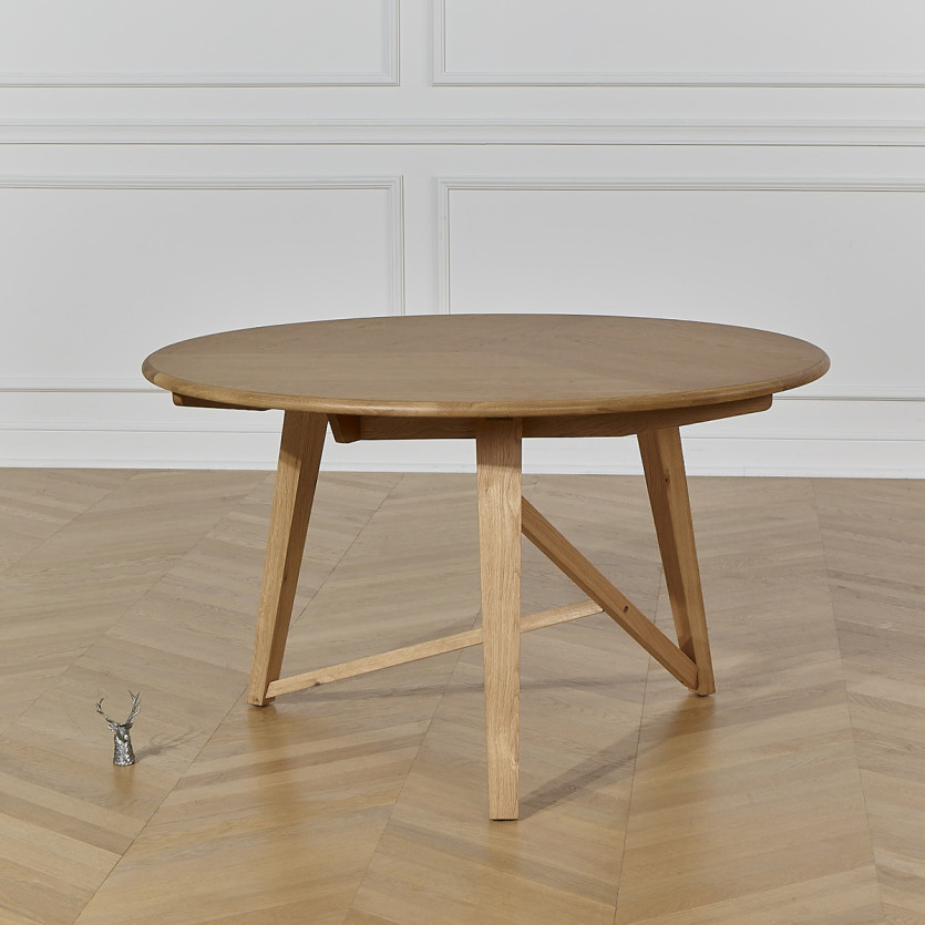 RACHEL round dining table - Contemporary style, oak, 6 place settings