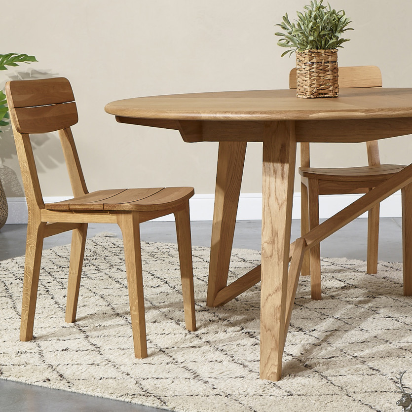 RACHEL round dining table - Contemporary style, oak, 6 place settings